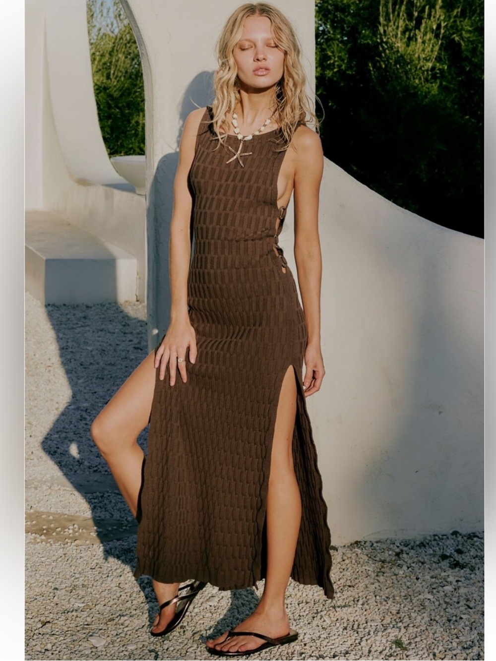 Free People Beach Lilliana Sweater
Midi Maxi Dress S
Brown Cutout Side Slit NWT